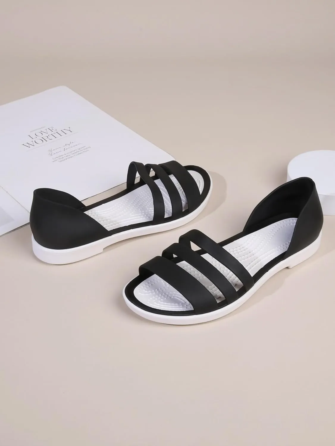 SweatyRocks Women's Casual Open Toe Sandals Strappy Warp Outdoor Slides Slippers