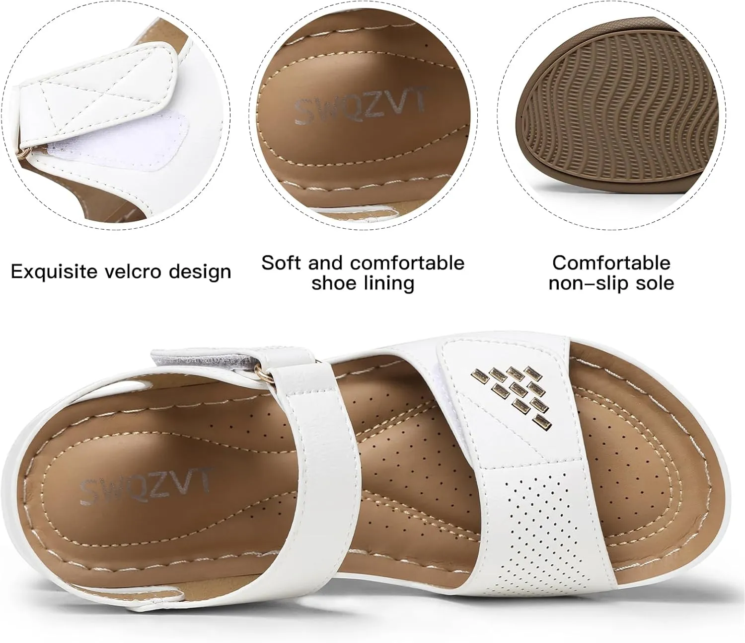 SWQZVT Women Comfortable Flat Sandals: Closed Toe Dressy Summer Sandal - Fisherman Hollow Out Walking Sandals