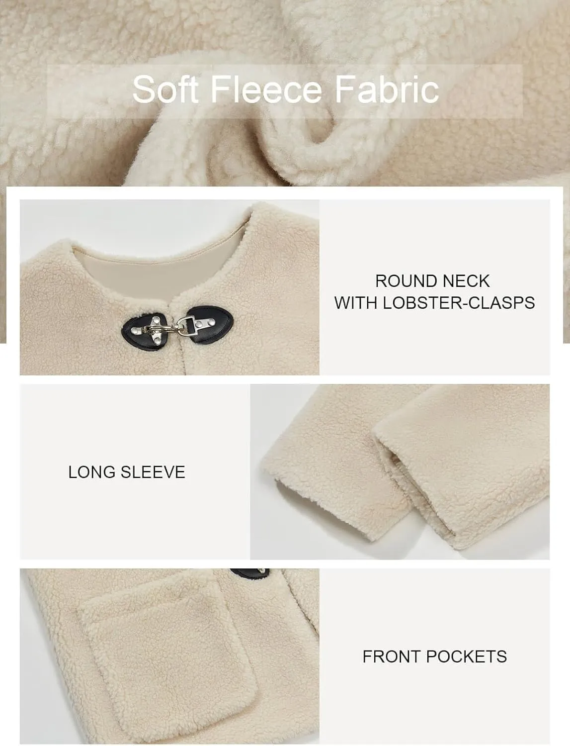 Tankaneo Womens Sherpa Fleece Jackets Long Sleeve Faux Fur Winter Warm Fuzzy Coats with Pockets