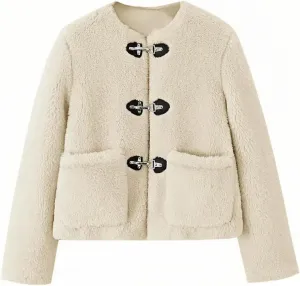 Tankaneo Womens Sherpa Fleece Jackets Long Sleeve Faux Fur Winter Warm Fuzzy Coats with Pockets