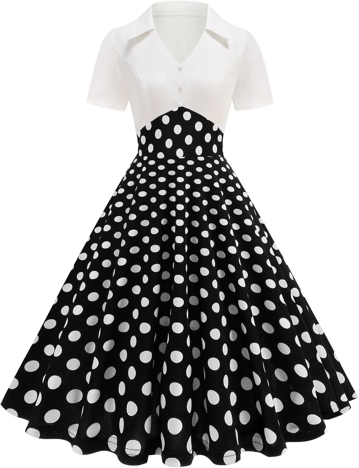 Tea Party Dress for Women 1950S 1960S Vintage Short Prom Summer Polka Dot Cocktail Swing Retro 50'S Style Dresses