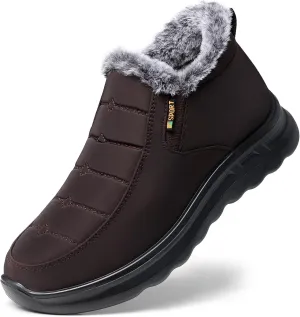 TEMOFON Snow Boots for Women Winter: Waterproof Warm Fur Lined Booties Slip On Comfortable Wide Width Outdoor Lightweight Ankle Boot