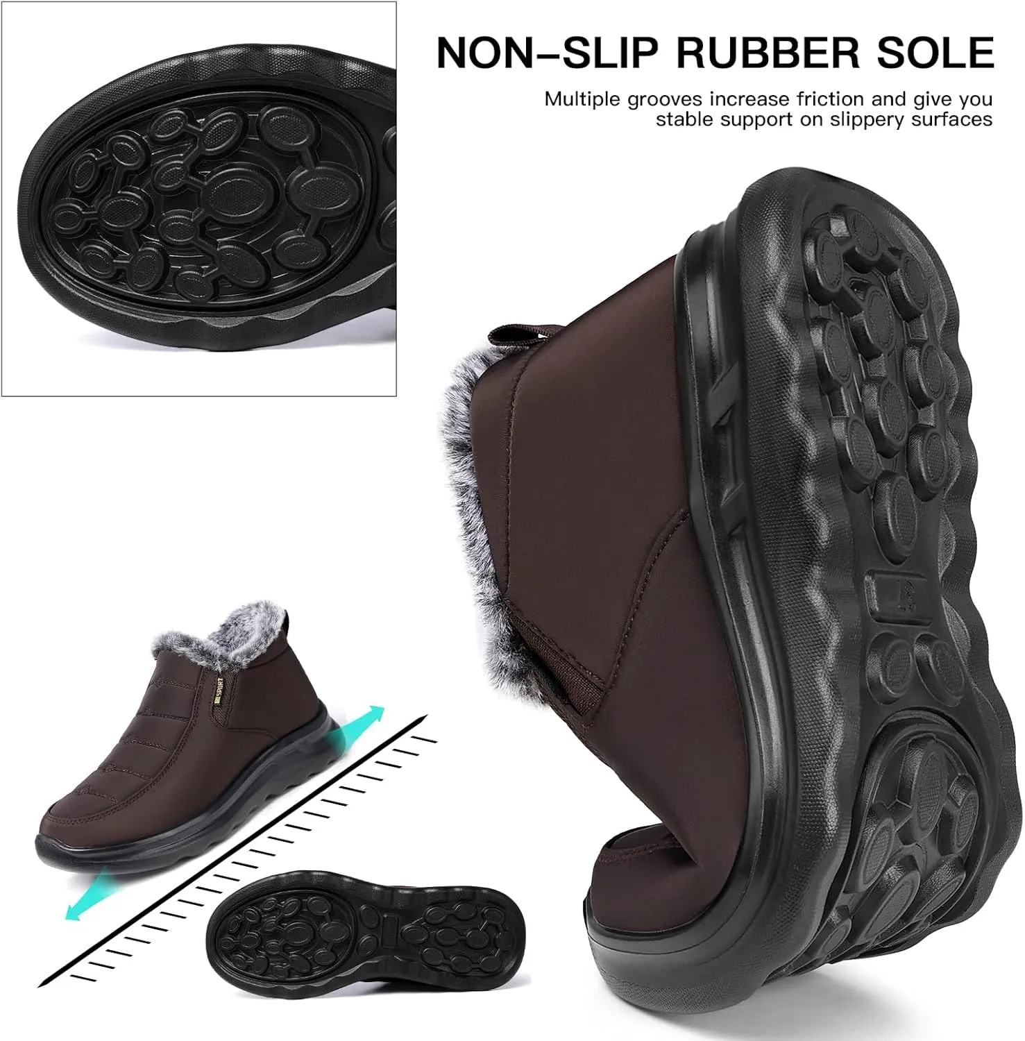 TEMOFON Snow Boots for Women Winter: Waterproof Warm Fur Lined Booties Slip On Comfortable Wide Width Outdoor Lightweight Ankle Boot
