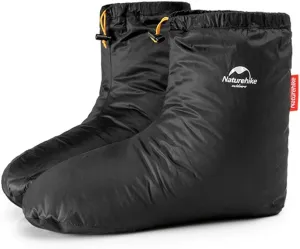Tentock Ultralight Winter Goose Down Booties Socks Slippers Warm Soft Cozy Water-Resistant for Camping Backpacking Indoor Down Filled Slipper Boots with Storage Bag