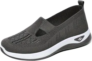 Thatrich Womens Orthopedic Sneakers Slip on Walking Shoes Breathable Soft Woven Shoe Non-Slip Mesh Up Footwear Lightweight Comfortable Arch Support Sneaker