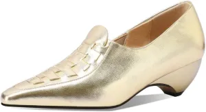 TinaCus Women's Genuine Leather Weave Pointed Toe Handmade Comfortable Slip On Loafers Pumps