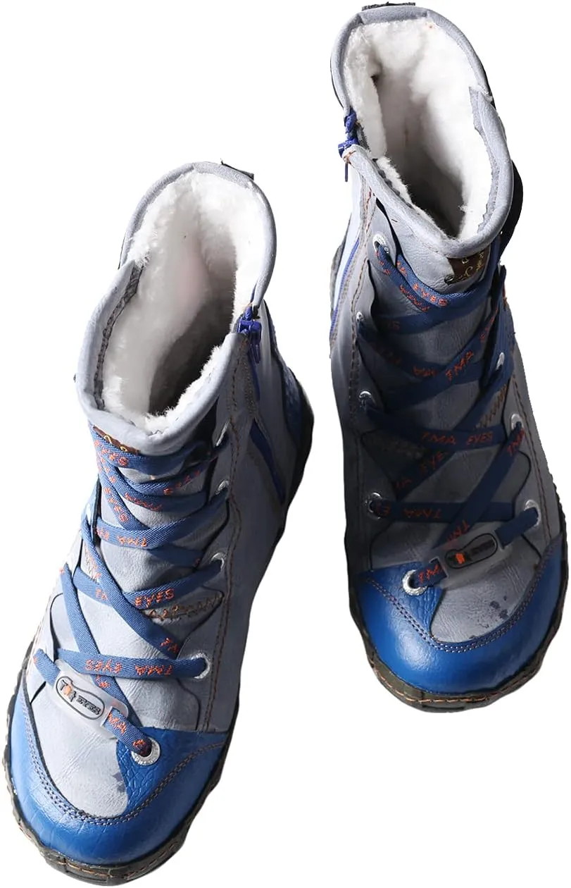 TMA EYES Women's Camo PU Leather Fashion Short Duck Boots