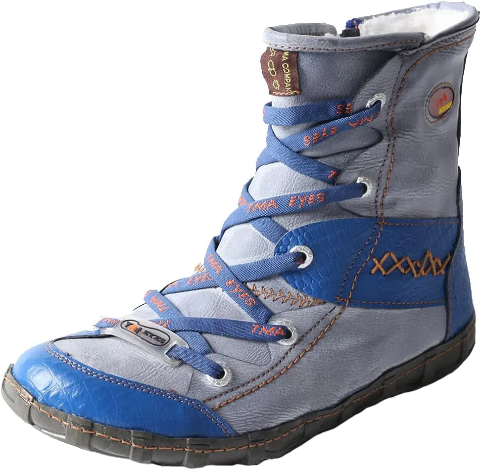 TMA EYES Women's Camo PU Leather Fashion Short Duck Boots
