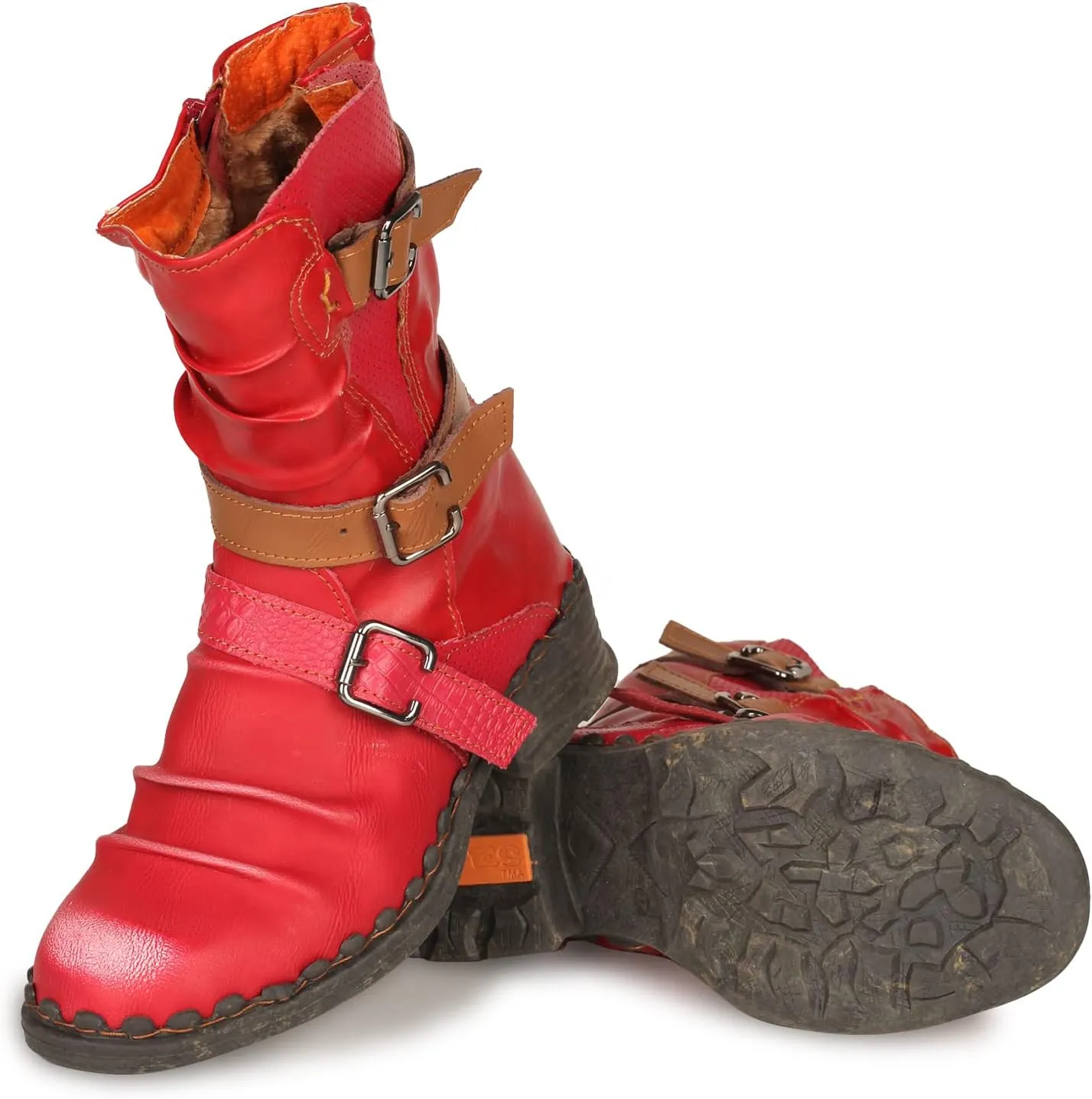 TMA EYES Women's Snow Boots Buckle- Accent Mid Calf Boots for Women