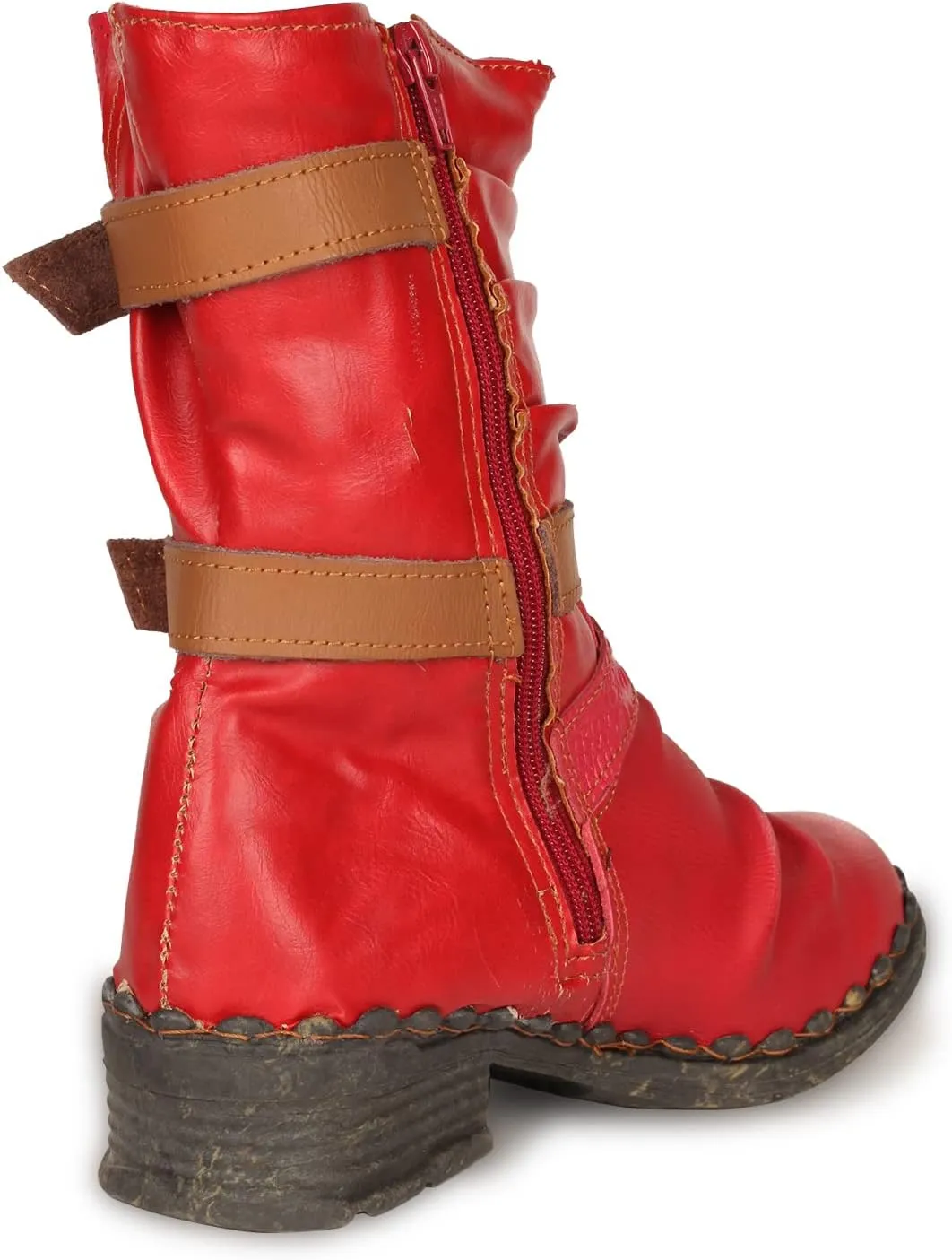 TMA EYES Women's Snow Boots Buckle- Accent Mid Calf Boots for Women