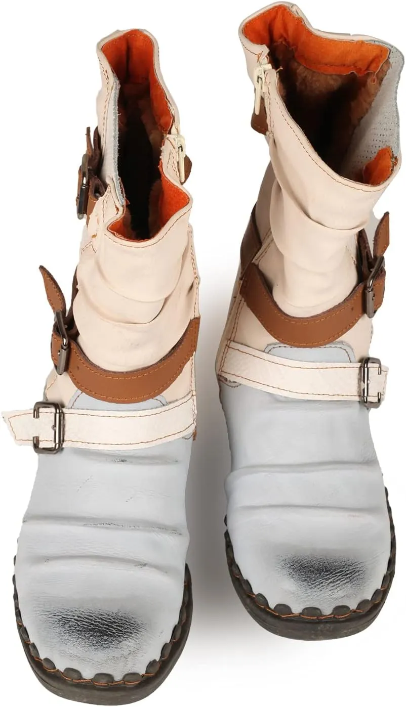 TMA EYES Women's Snow Boots Buckle- Accent Mid Calf Boots for Women