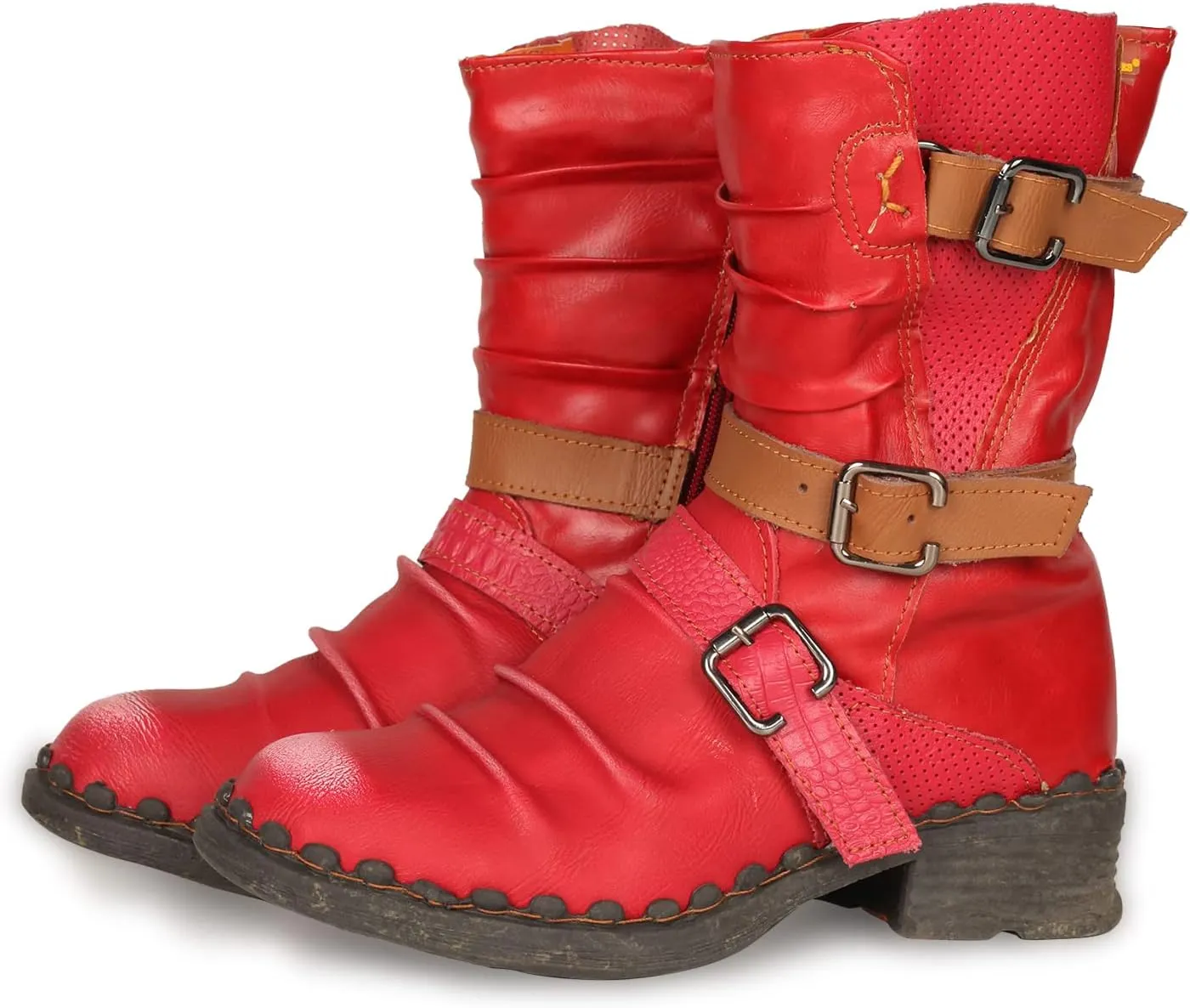 TMA EYES Women's Snow Boots Buckle- Accent Mid Calf Boots for Women