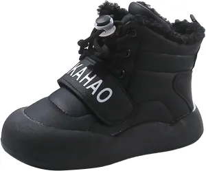 Toddler Fuzzy Snow Booties Boys Girls Kids Open Toe Lace-Up Ski Shoes Winter Warm Comfy Fashion Boots 𝐖aterproof Chunky