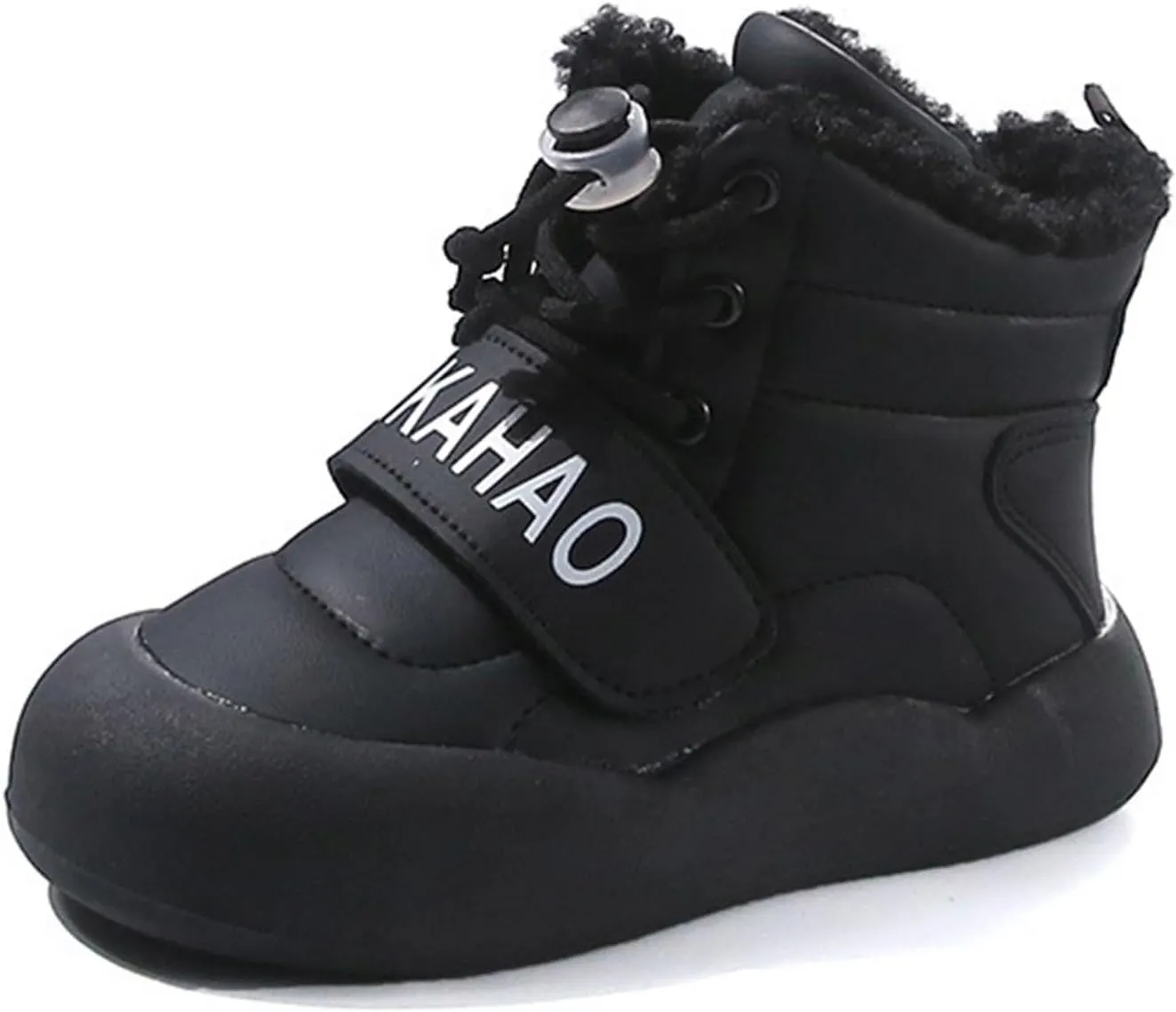 Toddler Fuzzy Snow Booties Boys Girls Kids Open Toe Lace-Up Ski Shoes Winter Warm Comfy Fashion Boots 𝐖aterproof Chunky