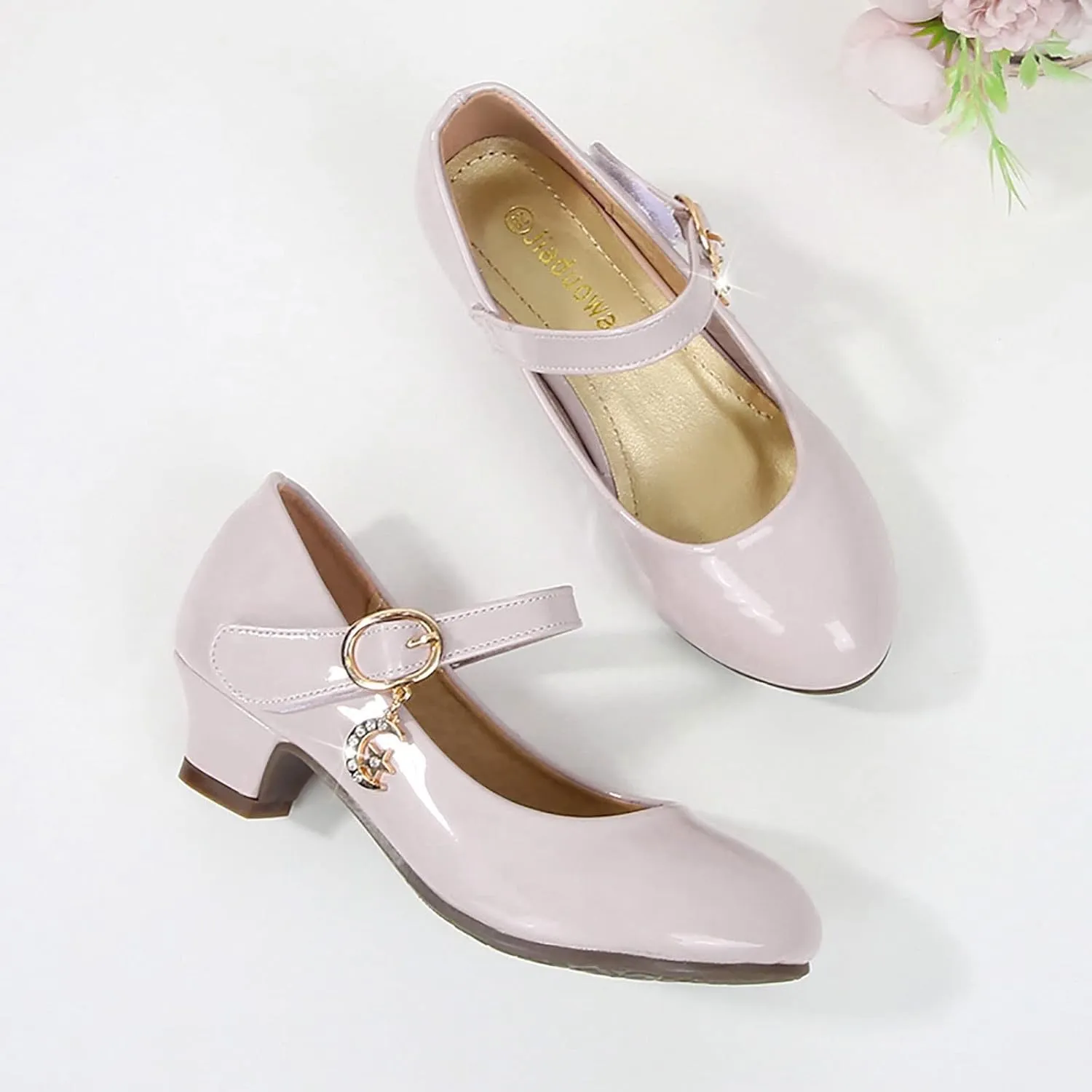 Toddler Girls Low Heels Dress Shoes Kids Mary Jane Shoes Closed Toe Buckle Sandals Wedding P𝐚rty Prom