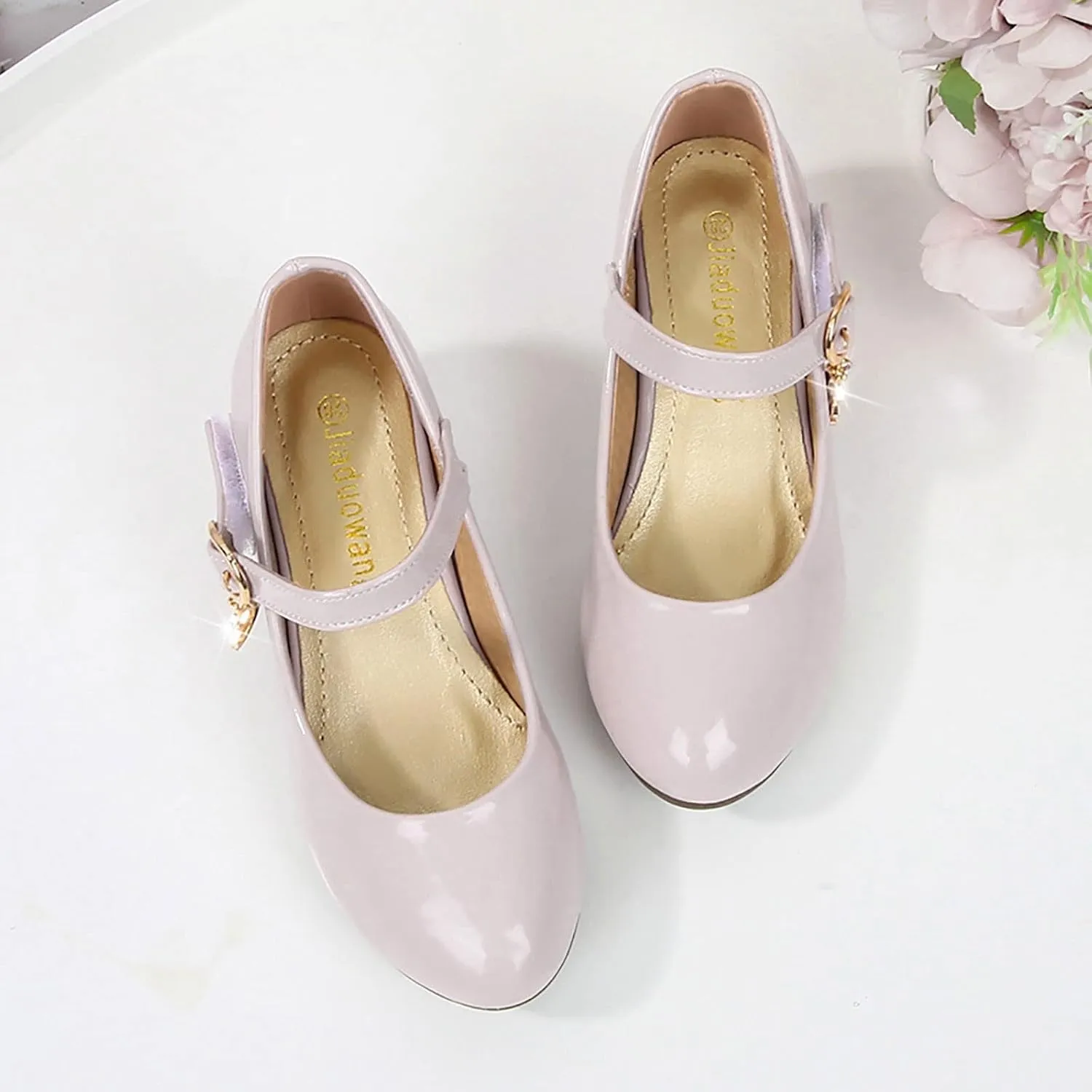 Toddler Girls Low Heels Dress Shoes Kids Mary Jane Shoes Closed Toe Buckle Sandals Wedding P𝐚rty Prom