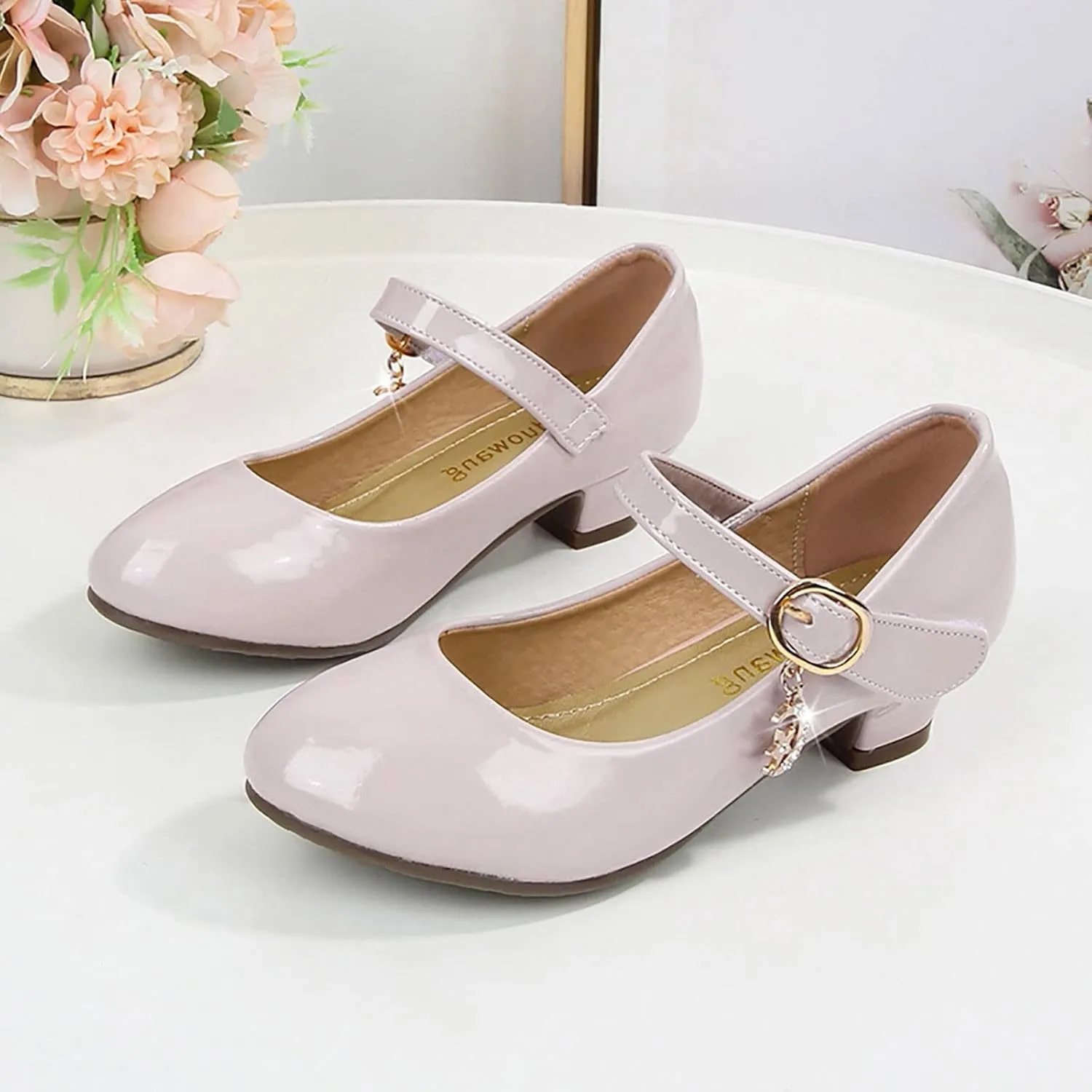 Toddler Girls Low Heels Dress Shoes Kids Mary Jane Shoes Closed Toe Buckle Sandals Wedding P𝐚rty Prom