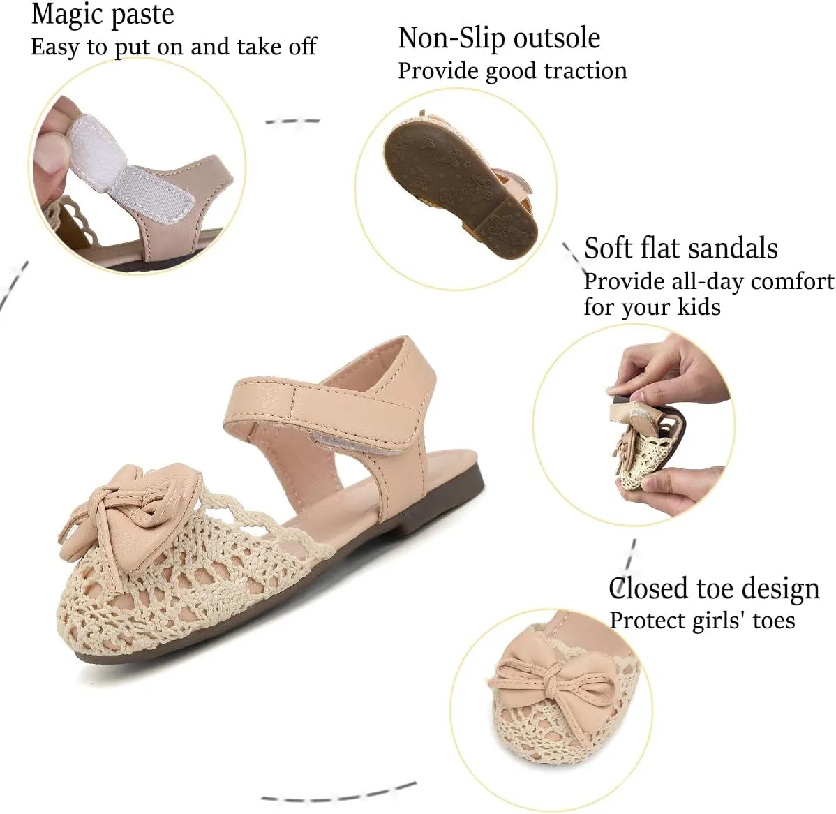 Toddler Girls Sandals Closed Toe Dress Flat Shoes Summer Sandals for Baby Little Kids Girl