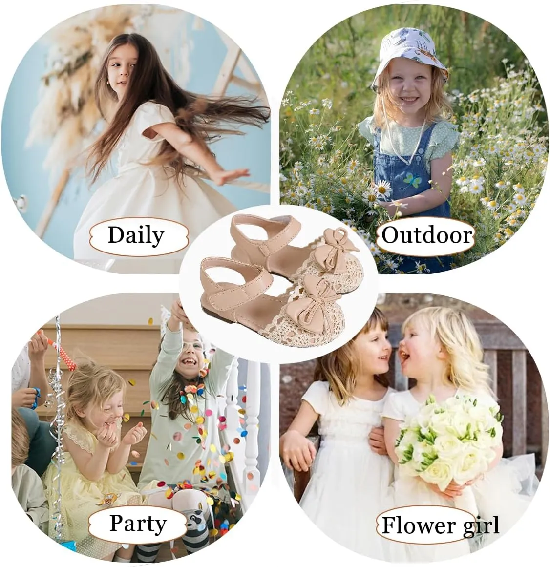 Toddler Girls Sandals Closed Toe Dress Flat Shoes Summer Sandals for Baby Little Kids Girl