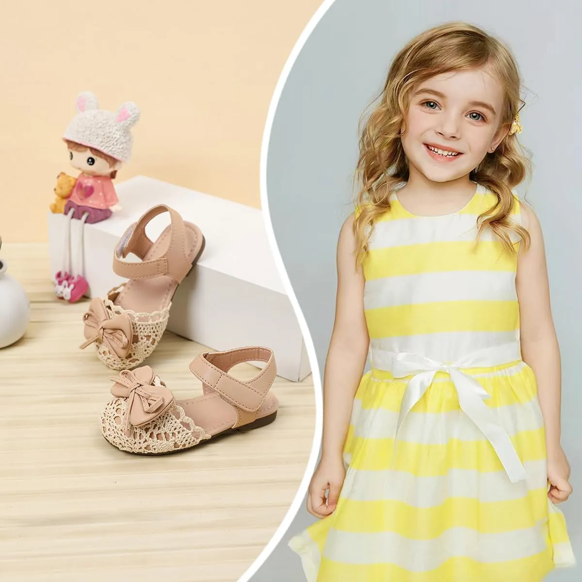 Toddler Girls Sandals Closed Toe Dress Flat Shoes Summer Sandals for Baby Little Kids Girl