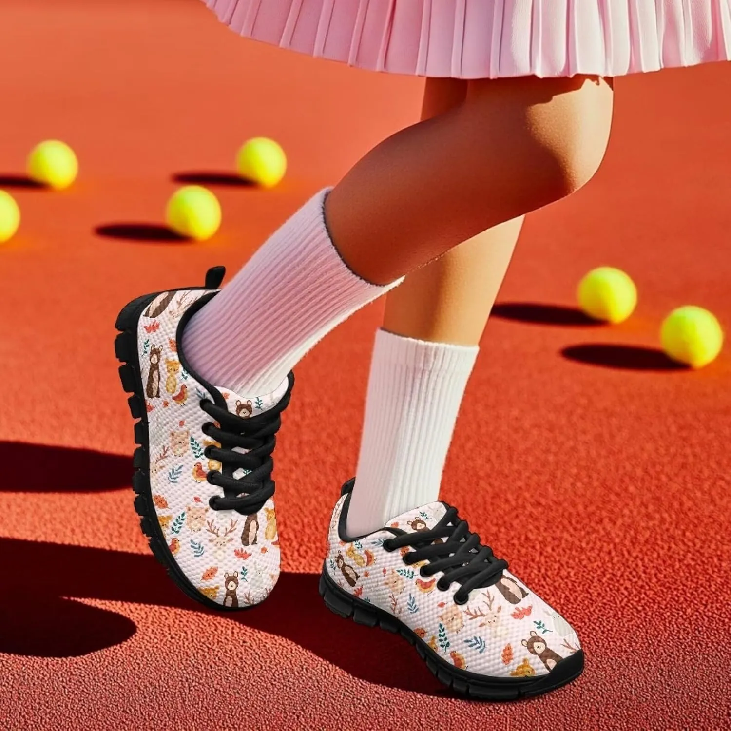 Toddler Kid's Cute Lightweight Running Athletic Shoes Non Slip Casual Walking Shoe Lace-Up Low Top Sneakers Outdoor