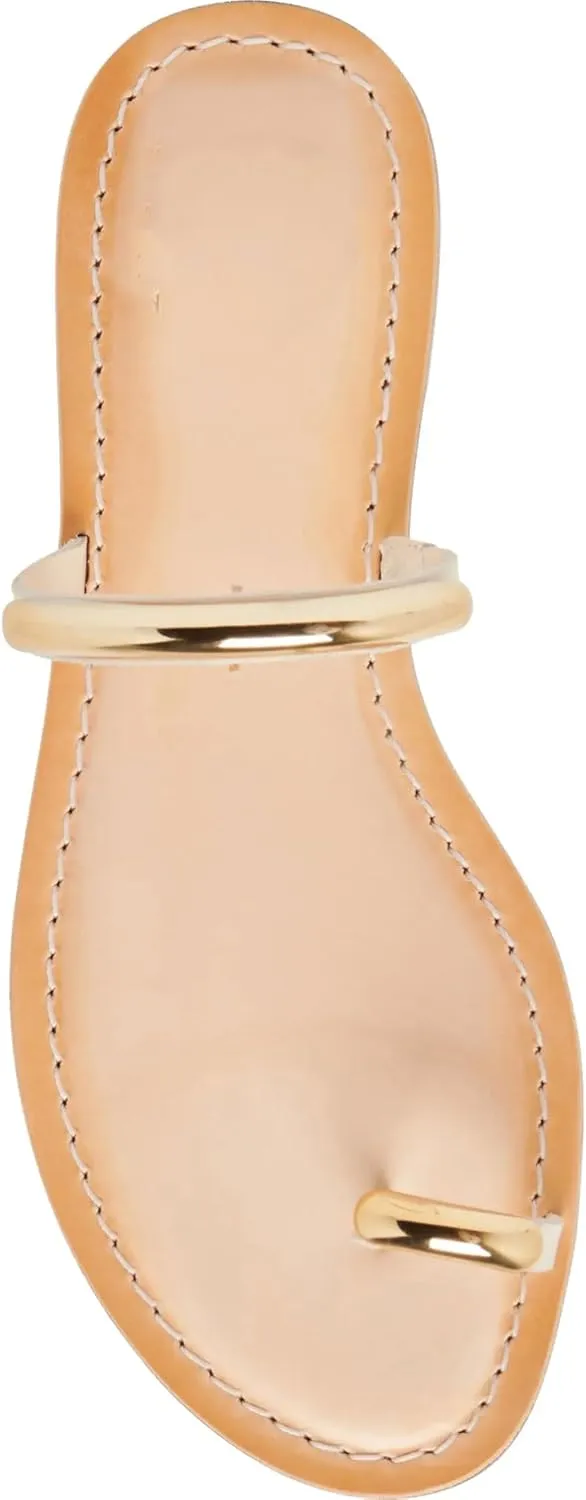 Toe Ring Thong Sandals for Women Open Toe Slide Flat Sandals Casual Summer Dressy Beach Sandals