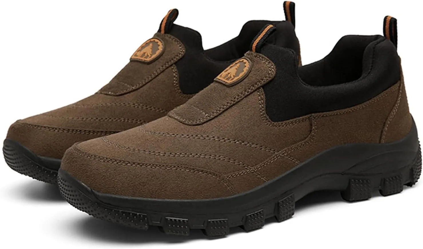 Tokouk Men's Leather Comfortable and Breathable Orthopedic Hiking Shoes, Casual and Lightweight Slip-On Walking Boat Shoes, Outdoor Non-Slip Sneakers.