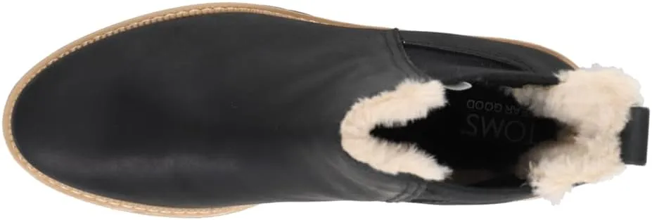 TOMS Womens Bennet Leather Chelsea Round Toe Casual Boots Ankle Low Heel 1-2" - Black