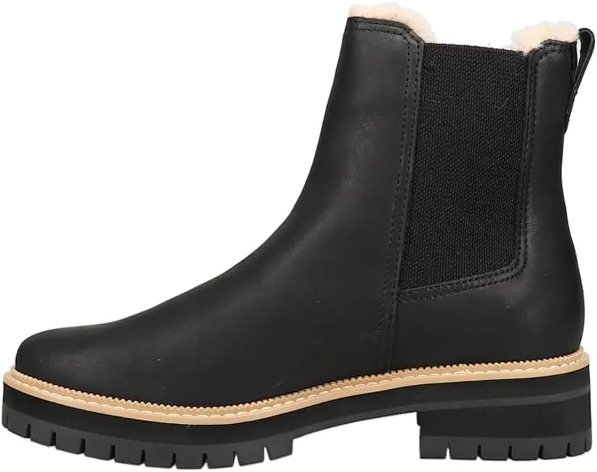 TOMS Womens Bennet Leather Chelsea Round Toe Casual Boots Ankle Low Heel 1-2" - Black
