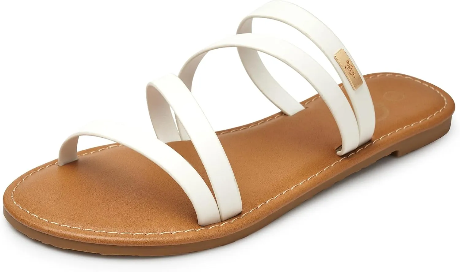 Trary Women's Flat Sandals,Strappy Flip Flops Dressy,Comfortable Slide for Girls' Summer