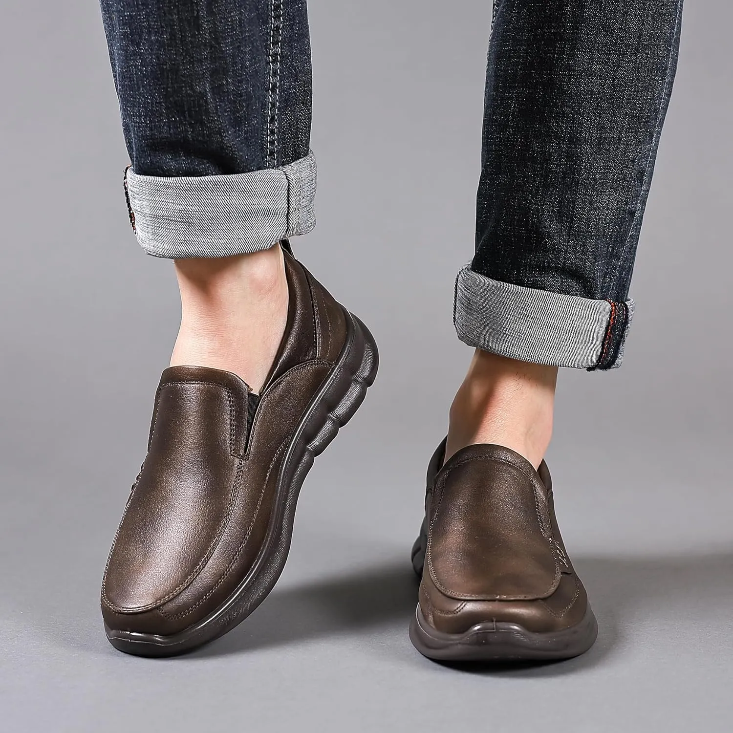 Trsorini Mens Slip-on Casual Loafers Shoes Classic Bussiness Lightweight Soft Shoes Office Comfortable for Male