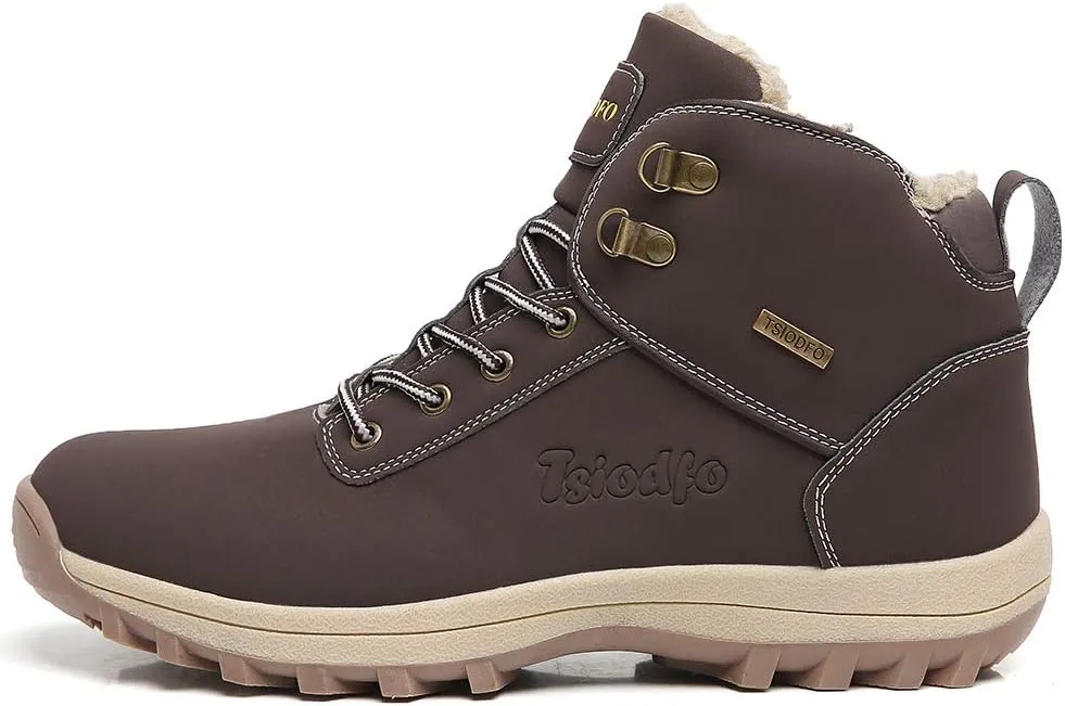 TSIODFO Fashion Men Boots Winter Waterproof Outdoor Hiking Shoes Leather Black