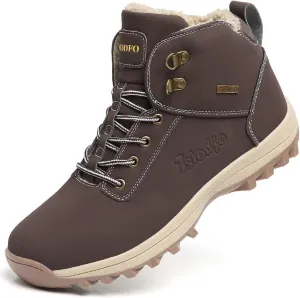TSIODFO Fashion Men Boots Winter Waterproof Outdoor Hiking Shoes Leather Black