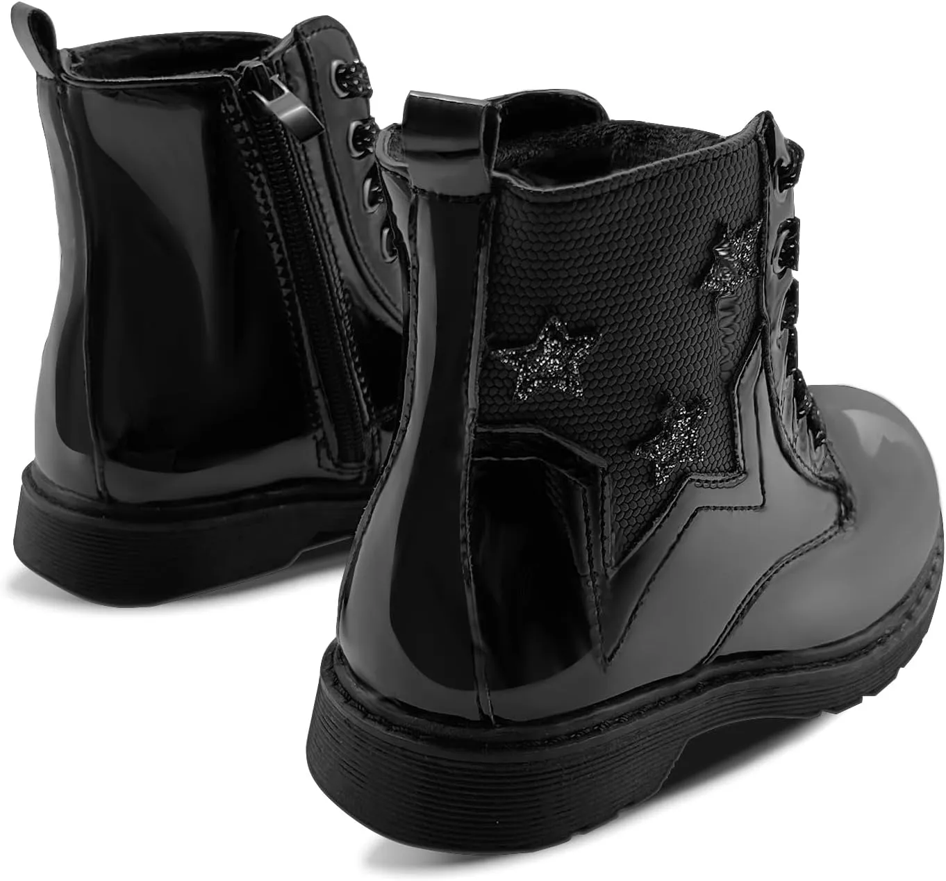 TZJS Girls Ankle Boots Girls' Lace Up Outdoor Combat Boot Kids Lightweight Hiking Shoes with Side Zipper for Toddler/Little Kid