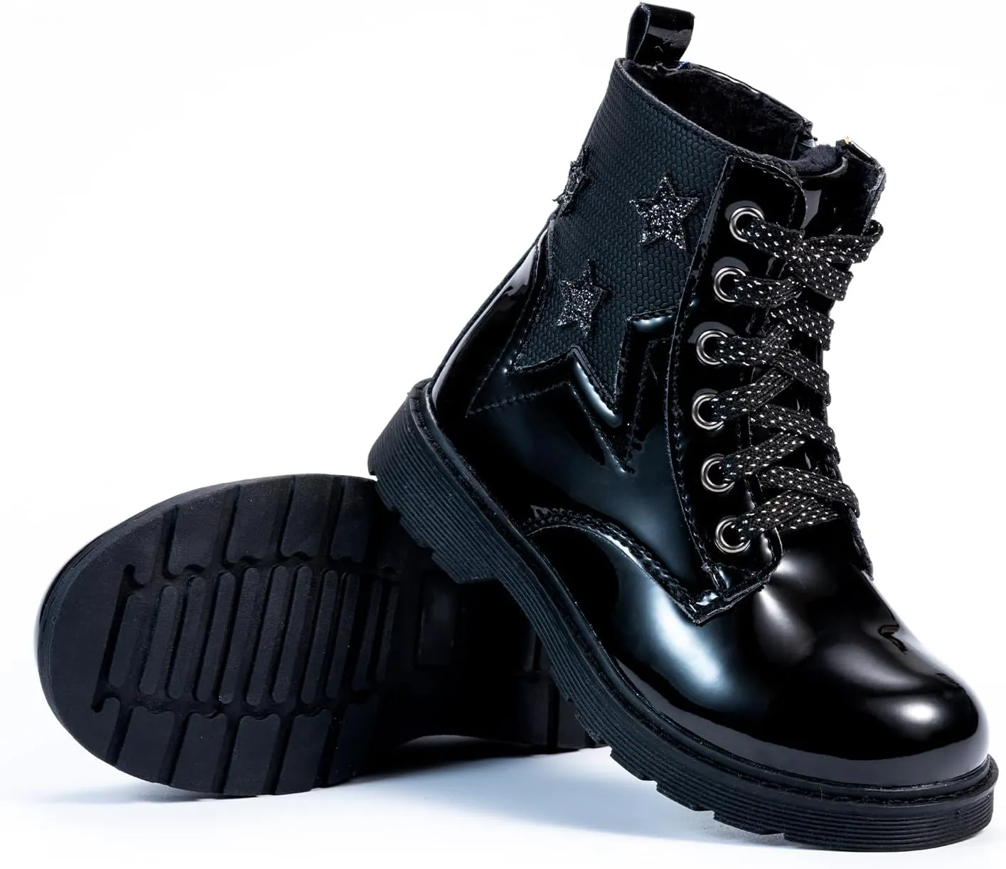 TZJS Girls Ankle Boots Girls' Lace Up Outdoor Combat Boot Kids Lightweight Hiking Shoes with Side Zipper for Toddler/Little Kid