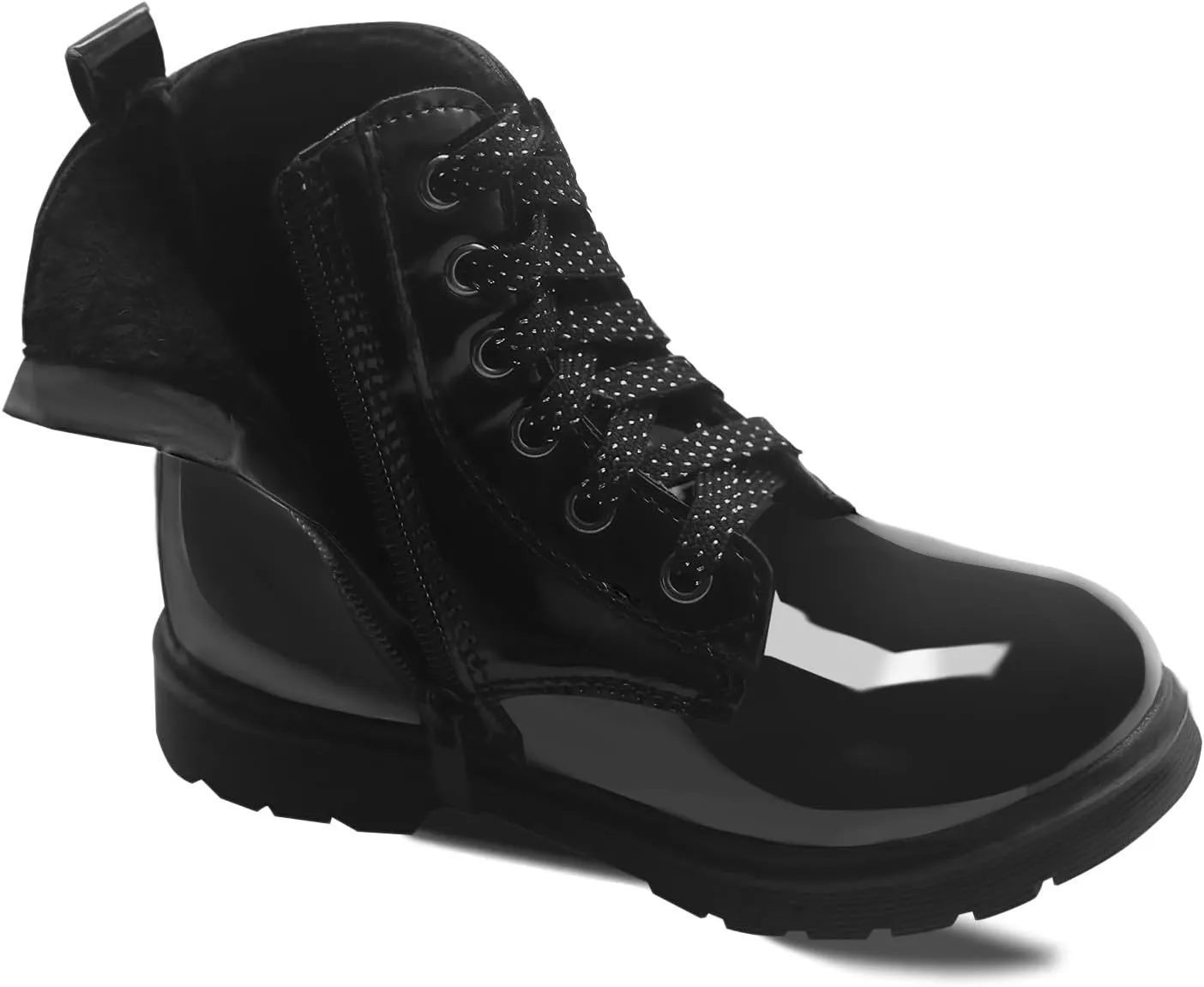 TZJS Girls Ankle Boots Girls' Lace Up Outdoor Combat Boot Kids Lightweight Hiking Shoes with Side Zipper for Toddler/Little Kid