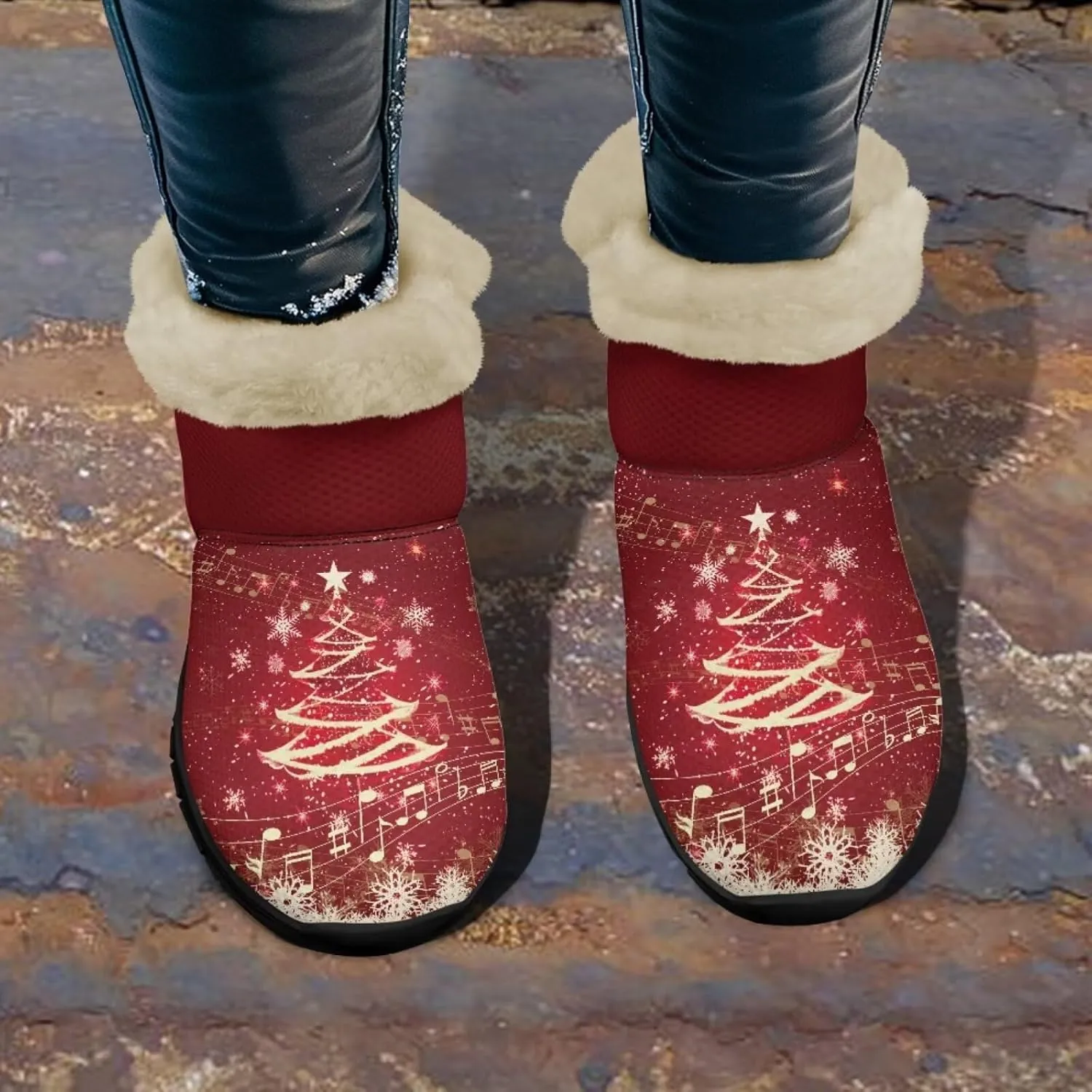 UNICEU Winter Boots for Women Warm Faux Fur Lined Ankle Booties Soft Cozy Fluffy Fuzzy Boots Christmas Snow Boots