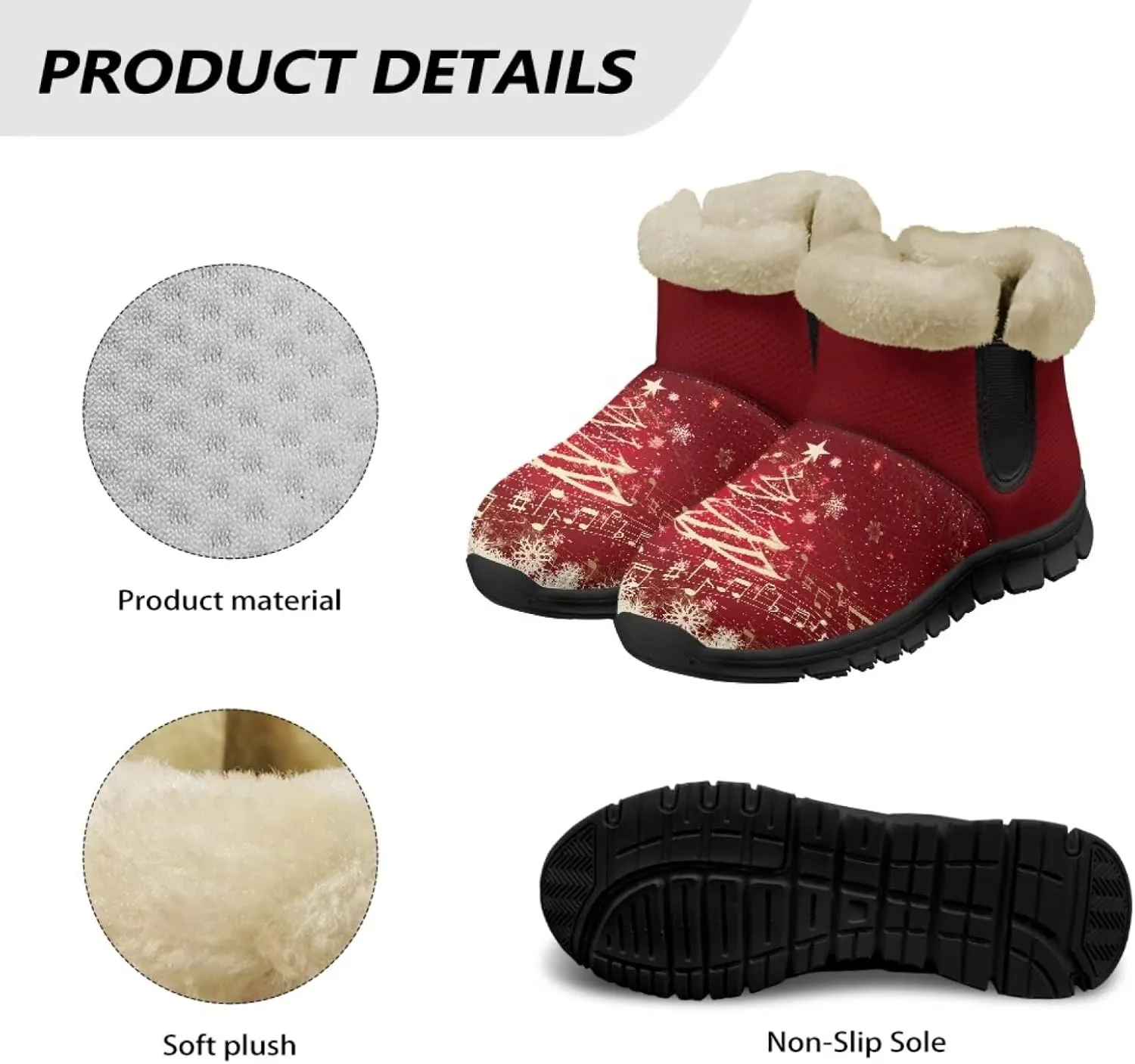 UNICEU Winter Boots for Women Warm Faux Fur Lined Ankle Booties Soft Cozy Fluffy Fuzzy Boots Christmas Snow Boots
