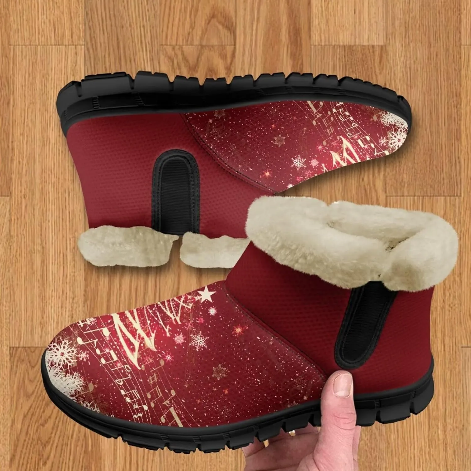 UNICEU Winter Boots for Women Warm Faux Fur Lined Ankle Booties Soft Cozy Fluffy Fuzzy Boots Christmas Snow Boots
