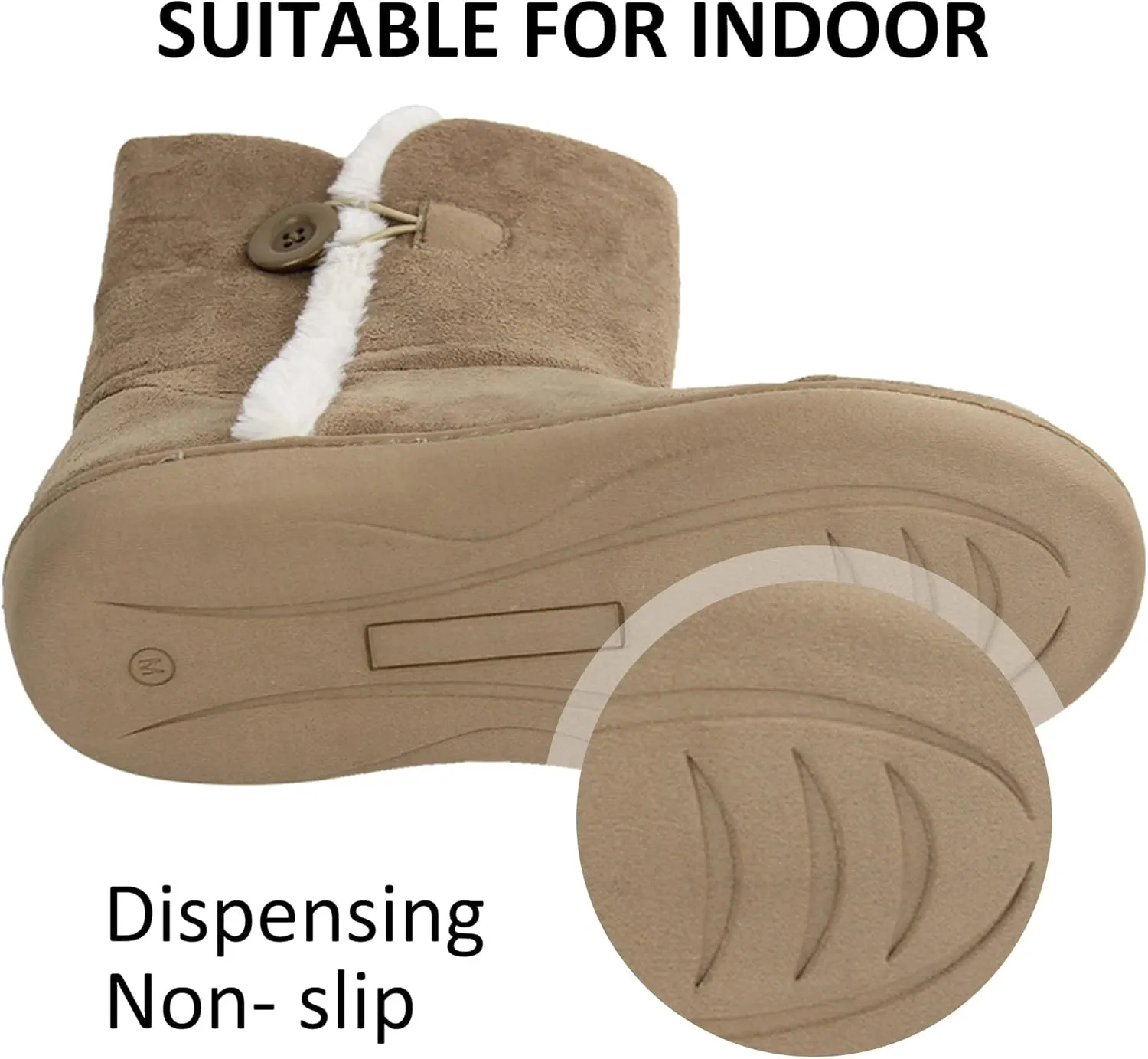 Unisex Warm Winter Memory Foam Button Slipper Boots for Women House Booties - Cozy Suede, Soft, Furry Footwear for Men