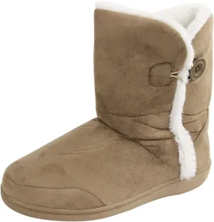 Unisex Warm Winter Memory Foam Button Slipper Boots for Women House Booties - Cozy Suede, Soft, Furry Footwear for Men
