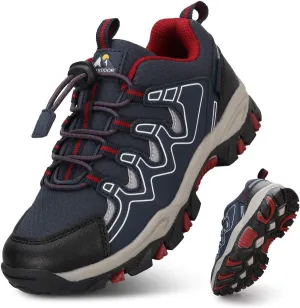UOVO Boys Tennis Running Sneakers Waterproof Hiking Shoes Kids Outdoor Fashion Sneakers Slip Resistant (Big/Little Boys) Navy Blue/Red 13.5 Little Kid