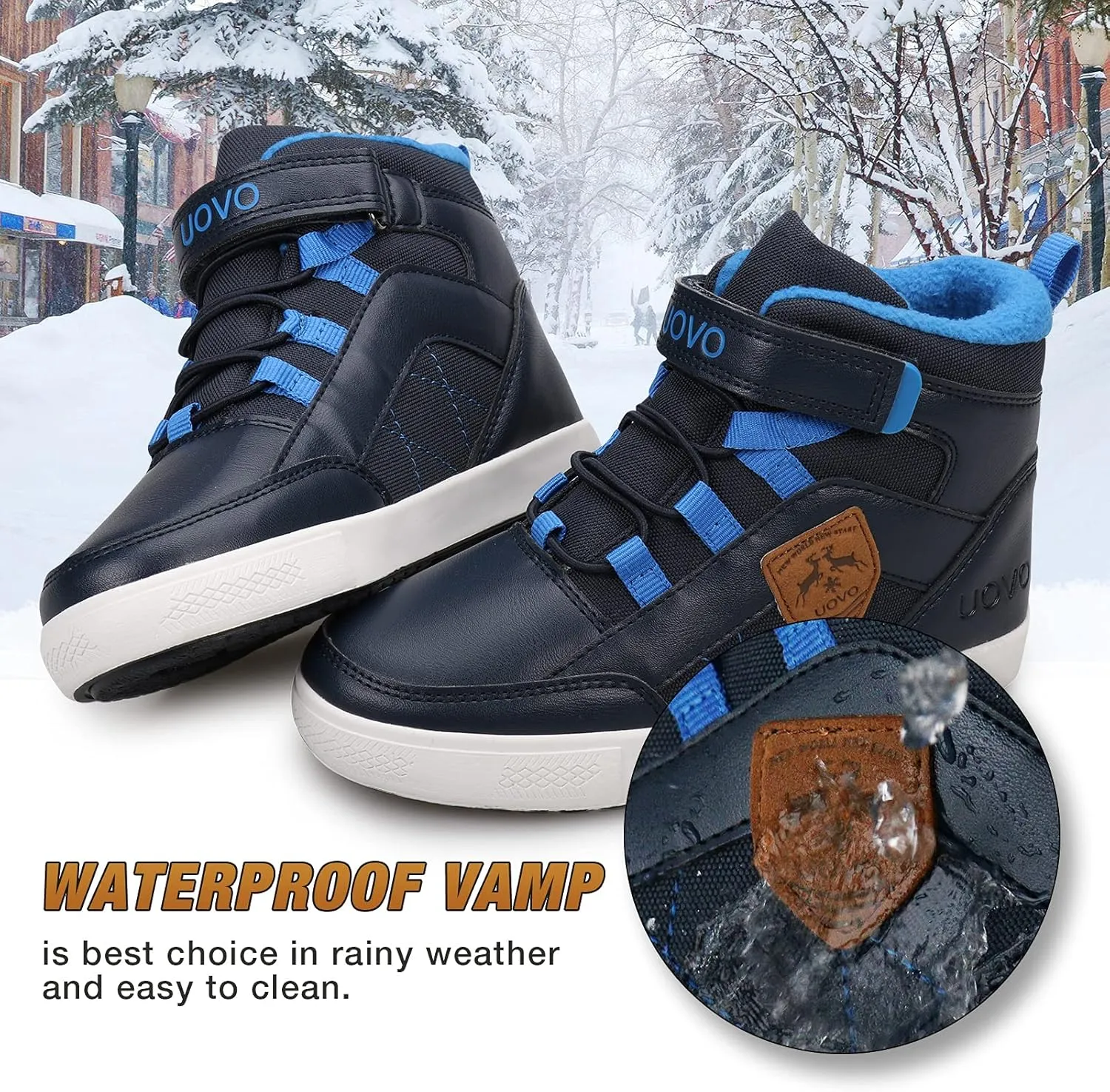 UOVO Boys Winter Boots - Hiking, Snow & Waterproof Shoes. Kids Outdoor Hi Top, Slip Resistant (Little/Big Boys)