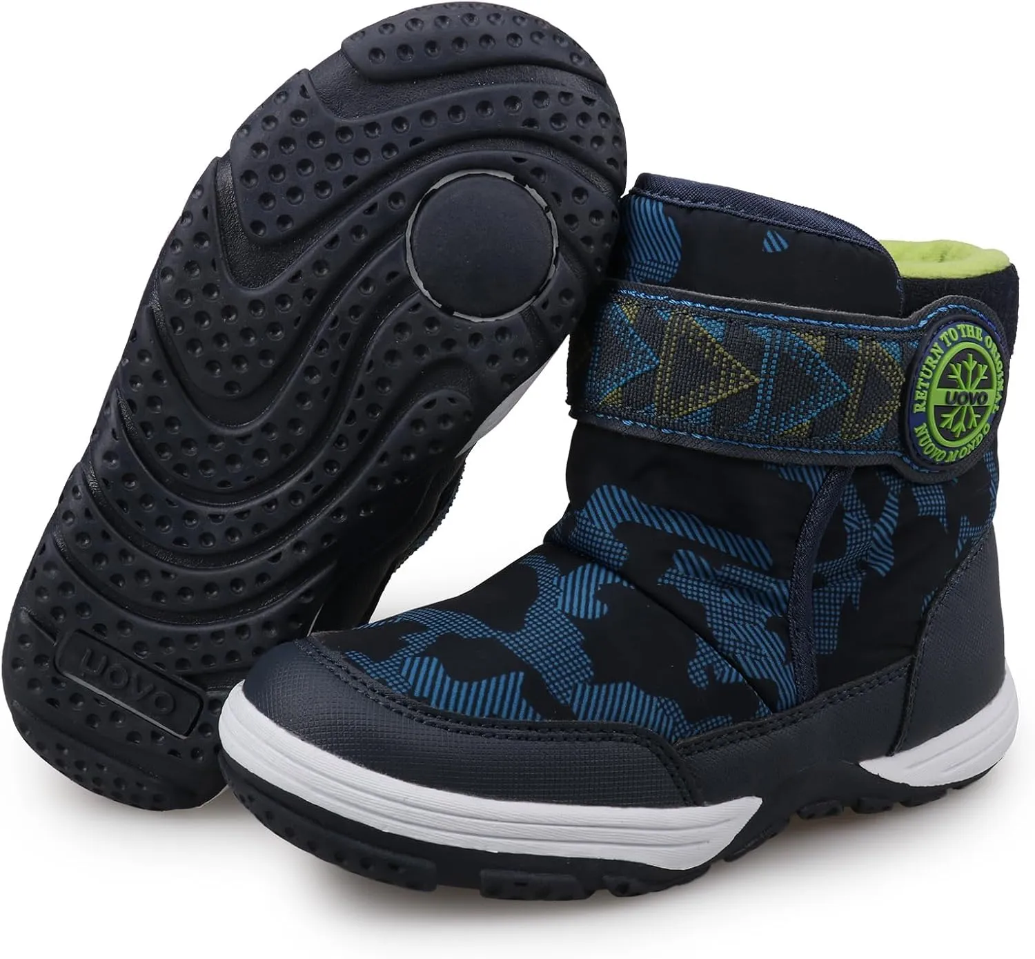 UOVO Kids Boys Winter Snow Boots Ankle Fur Lined Slip Resistant Outdoor Warm Shoes (Toddler/Little Kid)