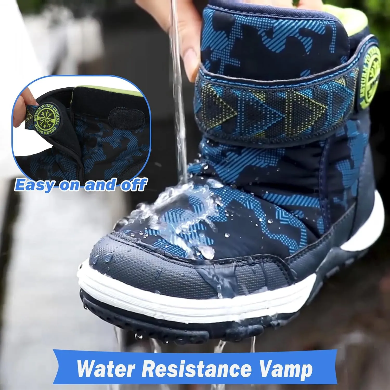 UOVO Kids Boys Winter Snow Boots Ankle Fur Lined Slip Resistant Outdoor Warm Shoes (Toddler/Little Kid)