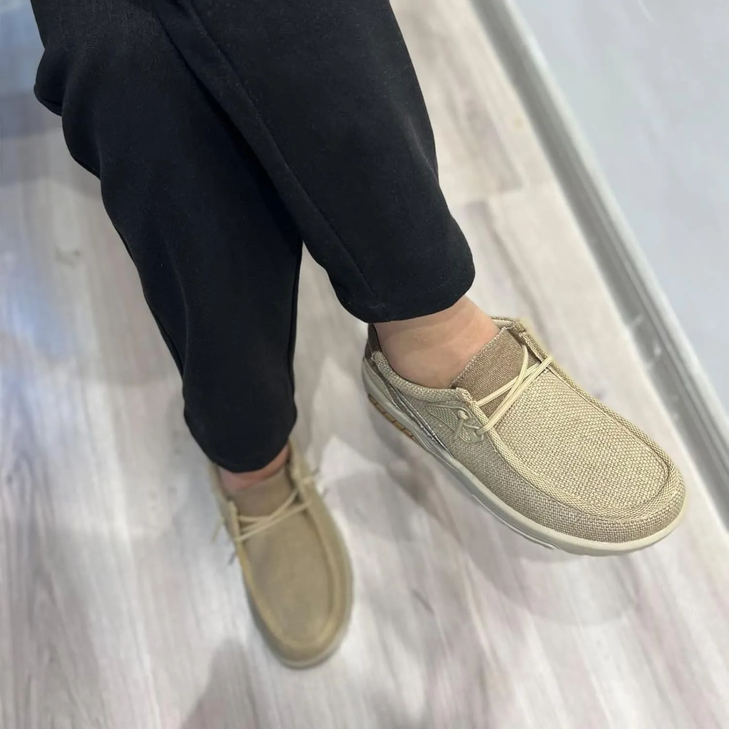 UPIShi Men's Slip On Arch Support Loafers Comfortable Light-Weight Orthopedic Casual Shoes for Plantar Fasciitis Walking Canvas Sneakers