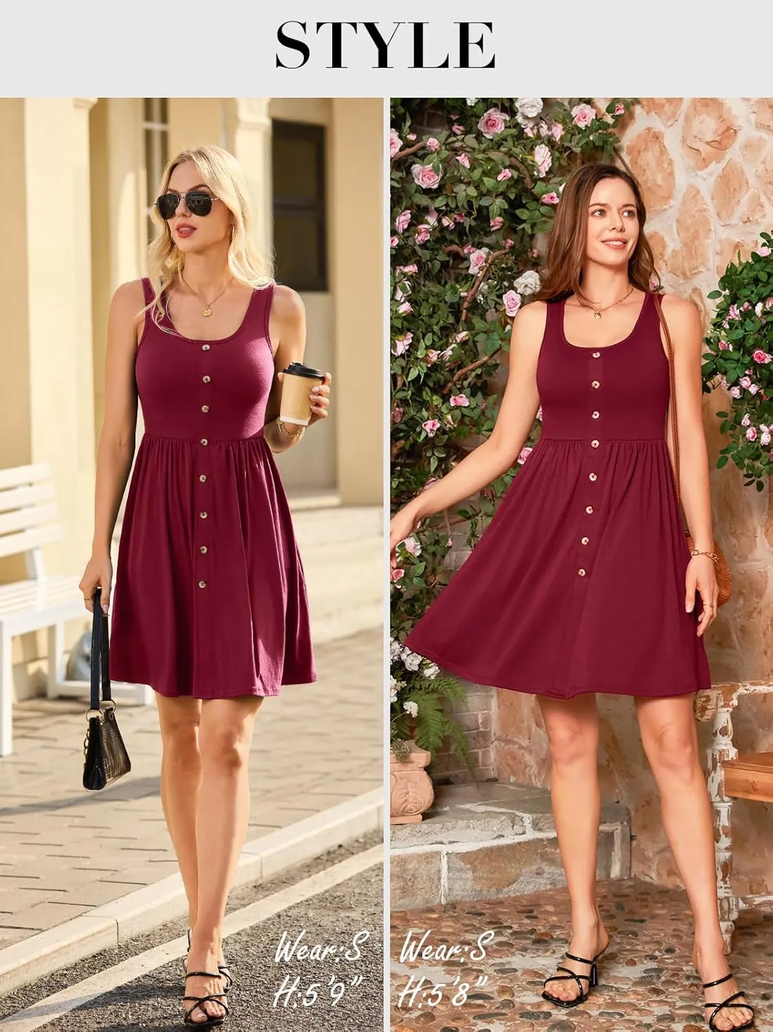 V FOR CITY Women's Built in Bra Dress with Pockets Summer Dresses Casual Flowy U Neck Button Down Swing Beach Sundress