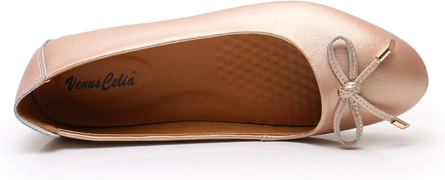 VenusCelia Women's Bowknot Ballet Dance Flat Shoe