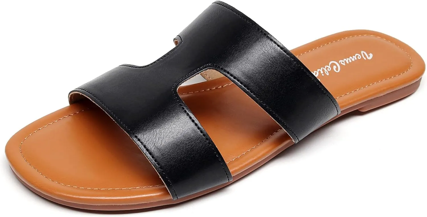 VenusCelia Women's H Band Wide Flat Sandal