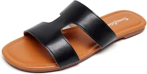 VenusCelia Women's H Band Wide Flat Sandal